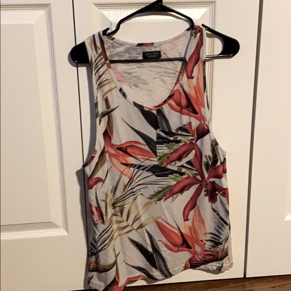 Men’s Zara tropical print tank top